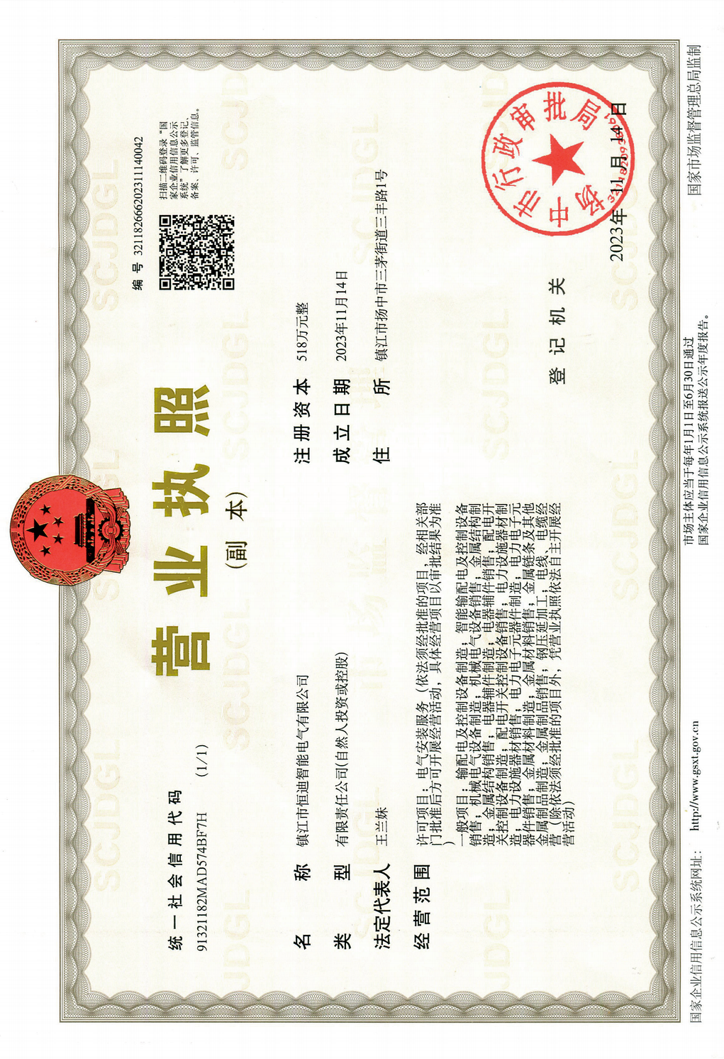 Additional Business License Record